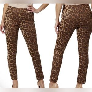 Krazy Larry leopard print pull-on ankle pants
